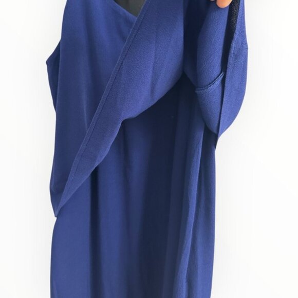 $375 Sandro Paris SILK Remy Marine Blue black Mini sleeveless Dress Size 2 / Med - Picture 5 of 7